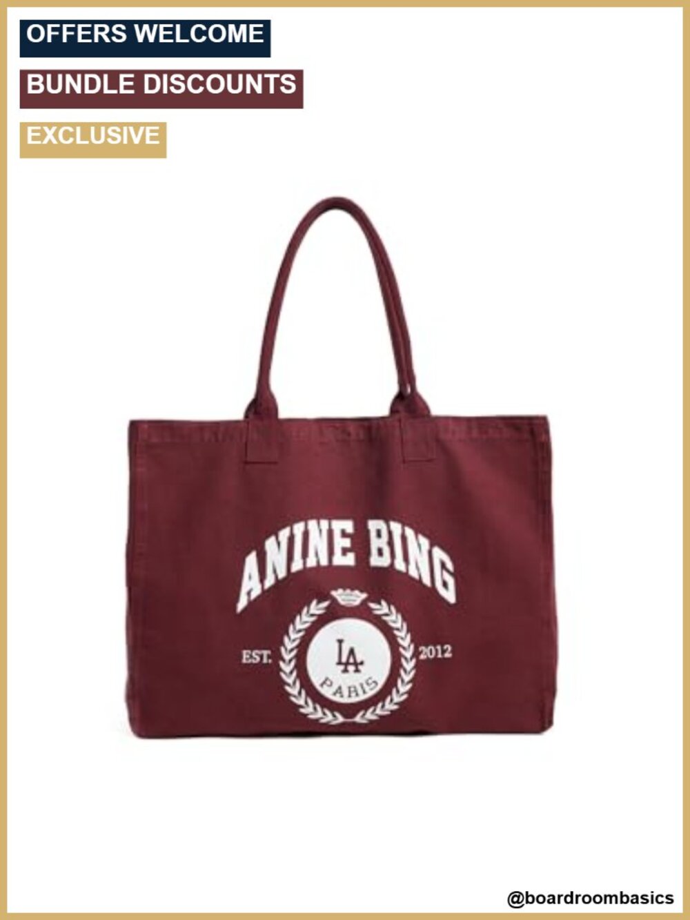 Canvas Collegiate Tote Bag with Logo Print, Shoulder Straps